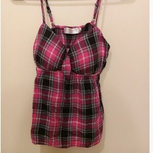 💕No Boundaries💕 Pink and Black Plaid Camisole